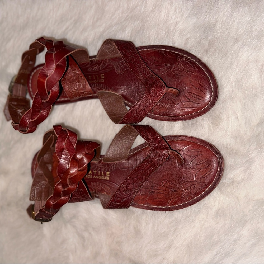 Tooled leather sandals